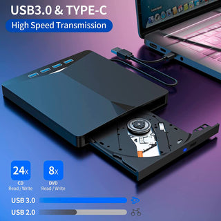 7 IN 1 BD Burner External USB 3.0 Slot In DVD RW CD Writer Portable Drive Laptop