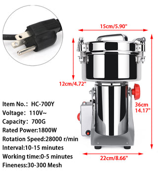 Topteng 700g 2400w Electric Grain Mill Grinder for Flour Wheat Grind Coffee Beans
