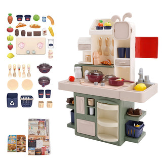 Kids Kitchen Play Set-Interactive Mist & Light Kitchen with Water Circulation Perfect Gift for Boys & Girls Ages 3+ (Green)
