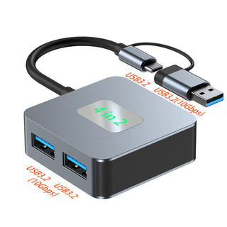 4 in 2 Type-C + USB to USB3.2 Interface Hub Adapter Dock for MacBook iPad Pro 15