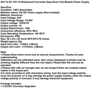 Waterproof Converter 24V To Dc 12V Step Down Volt Module Power Supply 1A 12W