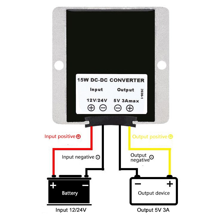 WaterProof 12V/24V to 5V 3A 15W Step Down DC/DC Power Converter Regulator Generic