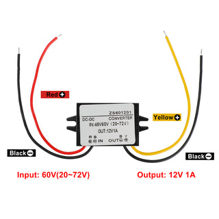 Waterproof DC-DC Buck Step Down Volt Converter 20V-72V 24V 36V 48V to 12V 1A