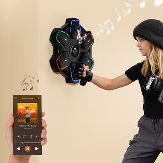 Colorful LED Music Punching Machine with Gloves – Bluetooth Boxing Trainer Wall-Mounted for Adults Perfect for Home & Office Workouts
