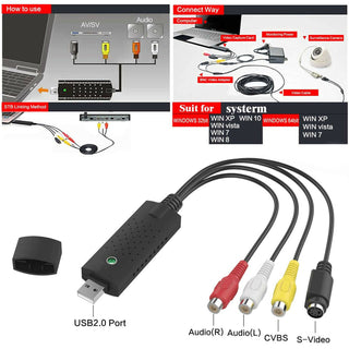 Video Capture Card VCR VHS to Digital DVD Converter Fit for Windows 10 8
