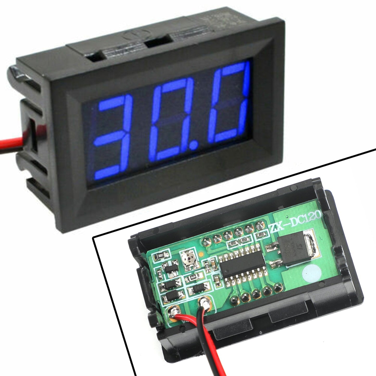 5Pcs Dc5-120V 0.56" 2 Wire Led Digital Display Panel Voltmeter Volt Tester Blue Generic