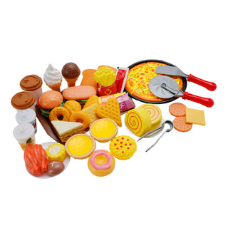 56Pcs Western Kitchen Simulated Food Toys Burger Pizza Children Pretend Toy Set