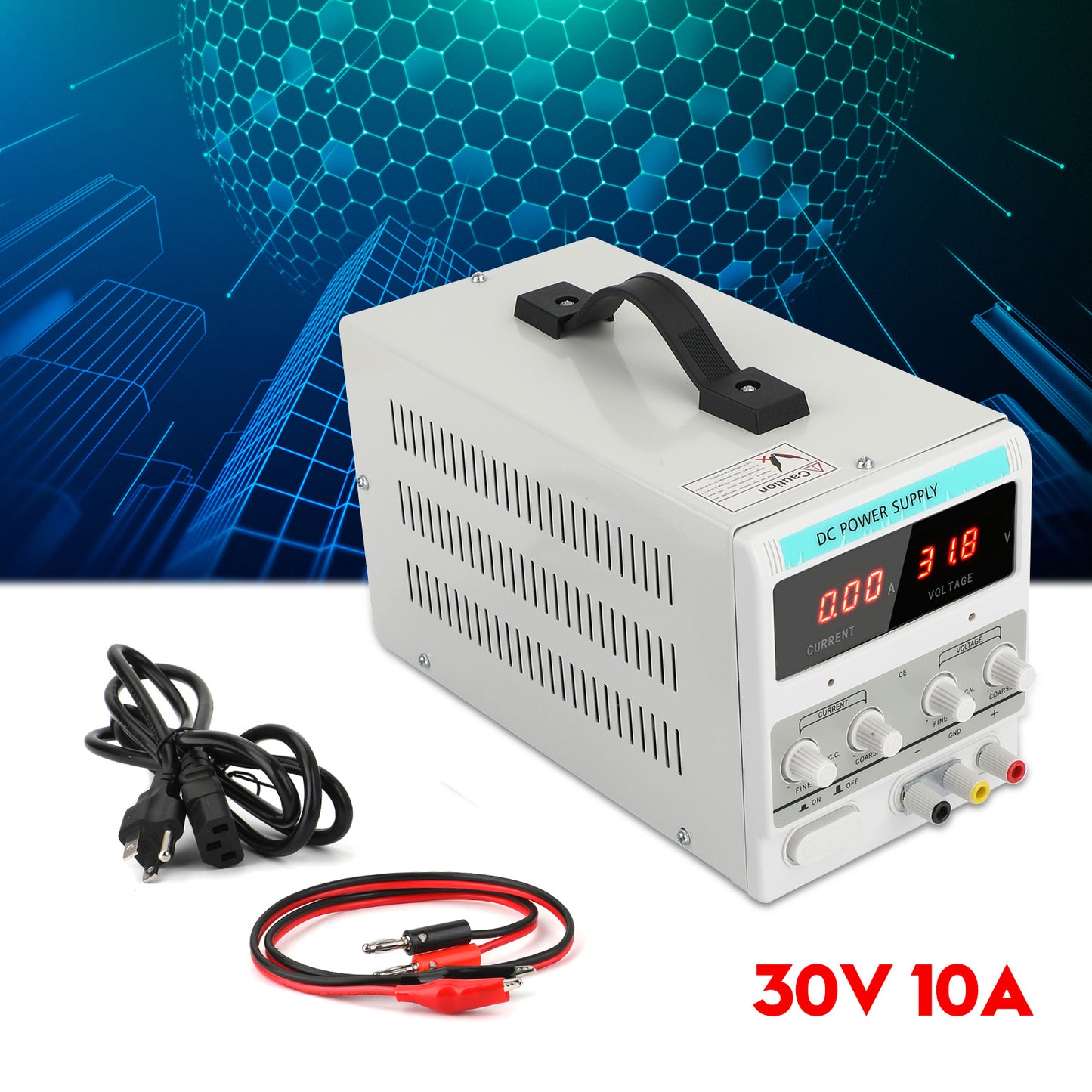 30V 10A Adjustable DC Power Supply Precision Variable Dual Digital Lab Test 110V