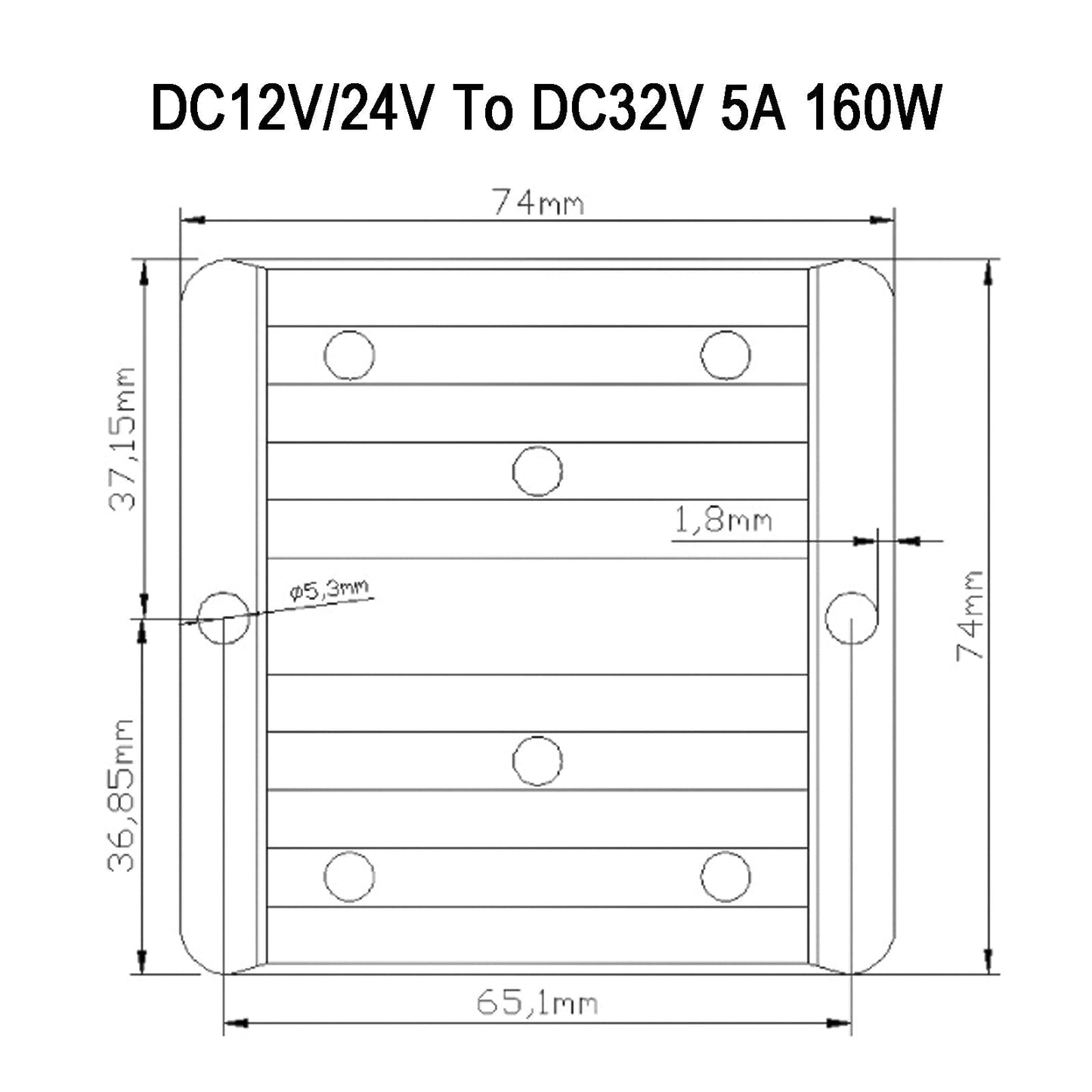 DC-DC 12/24V-32V 5A 160W Step Up Car Power Supply Converter Regulator Waterproof Generic