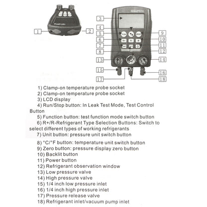 Pressure Gauge Refrigeration Digital Vacuum Pressure Manifold Tester Tool