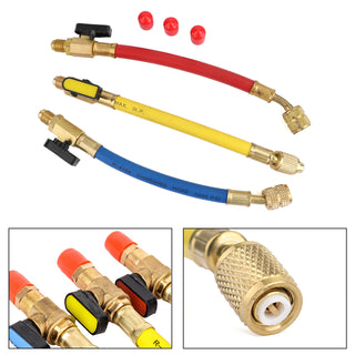 3Pcs 1/4" & 5/16" SAE Manifold Gauge A/C Refrigeration Charging Hoses