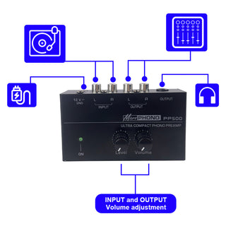 PP500 Phono Preamp Preamplifier Low Noise Sensitive 12V for LP Vinyl Turntable
