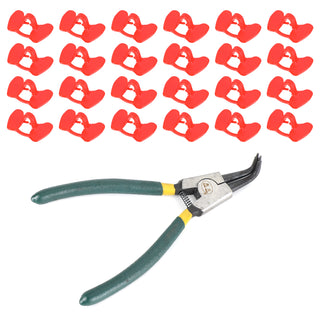 24Pcs Peepers+Pliers Chicken Glasses Poultry Blinders Spectacles Anti-PeckingF