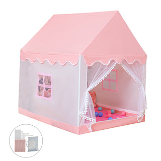 Assembly Tent with Metal Frame Kids Indoor Play Tent for Boys & Girls Optional Star Lights & Mat Portable Children’s Playhouse with Carry Bag Pink Mesh Window