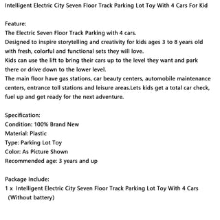 Intelligent Electric City Seven Floor Track Parking Lot Toy With 4 Cars For Kid Toy