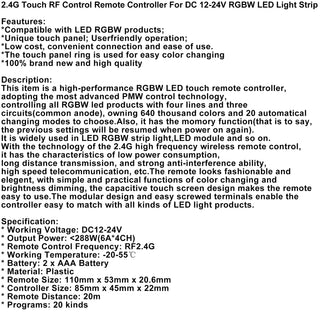 2.4G Touch RF Control Remote Controller For DC 12-24V RGBW LED Light Strip