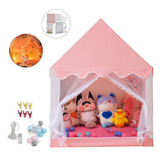 Mesh Window Portable Children’s Playhouse with Carry Bag Pink Assembly Tent with Metal Frame Kids Indoor Play Tent for Boys & Girls Optional Star Lights & Mat
