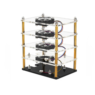 Multi-Layer Acrylic Shell Raspberry pi5 Transparent Protective Case Cooling Fan