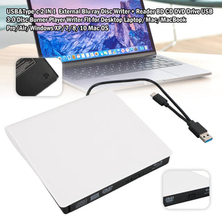 USB&Type-c External Disc Writer+Reader BD DVD Drive USB 3.0 Disc Burner