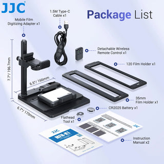JJC Mobile Negative Film Scanner 35mm 120 Film Scanner Set Negative Film Holder