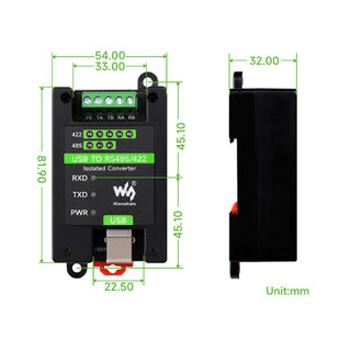 Isolated Converter USB to RS485/RS422 Protect Circuits Support Wall-Mounted Rail