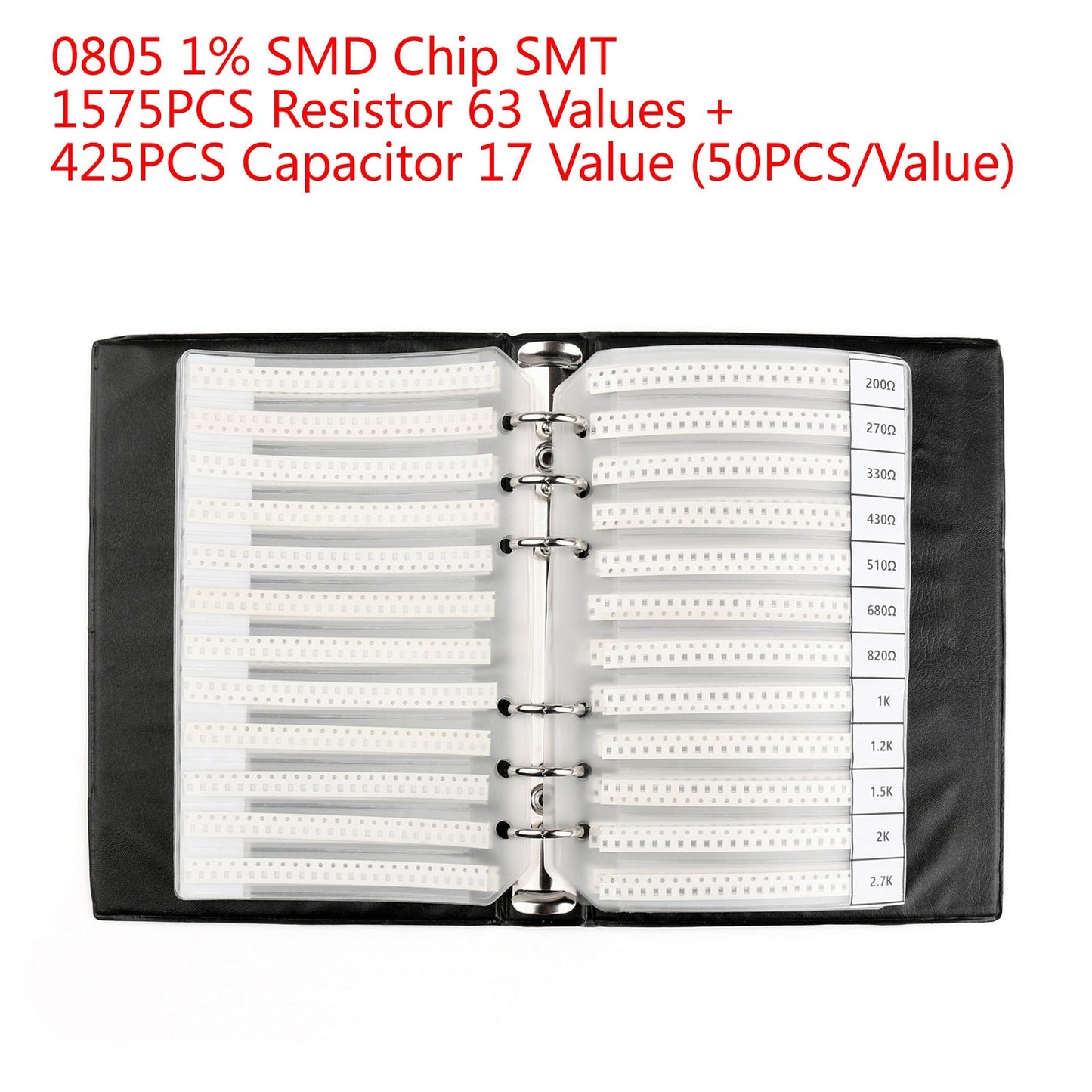 2000PCS 0805 1% SMD Chip SMT Resistor 63 Values + Capacitor 17 Value Sample Book Generic