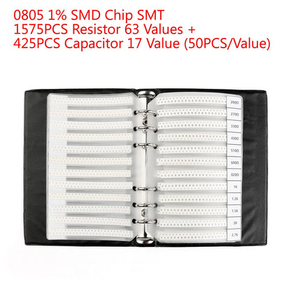 2000PCS 0805 1% SMD Chip SMT Resistor 63 Values + Capacitor 17 Value Sample Book Generic