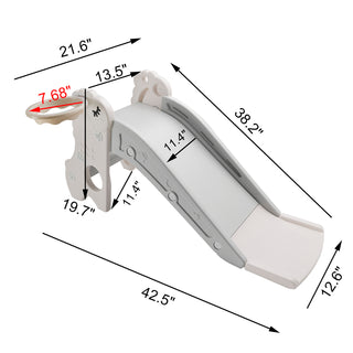 3In1 Kid Folding Slide With Climber,Basketball Hoop,Freestanding Slide Toy White Toy