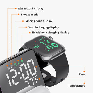 15W 6-in-1 Wireless Charging Station Charger Clock for Apple 17 16 15 14 Airpods
