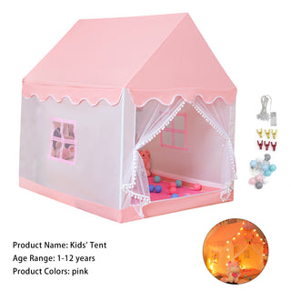 Mesh Window Portable Children’s Playhouse with Carry Bag Pink Assembly Tent with Metal Frame Kids Indoor Play Tent for Boys & Girls Optional Star Lights & Mat