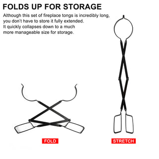 2PCS Hearth Tool Fireplace Set Fire Tools Set Campfire Tongs Fire hook Black