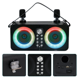 Wireless Bluetooth Speaker Dual Microphone Karaoke All-In-One Outdoor Portable