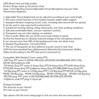 Adjustable Tactical Throat Mic 7.1mm Plug Headset + Free Combination PTT Wire
7.1mm Plug Adjustable Tactical Throat Mic Headset + Free Combination PTT Wire
Flexible Tactical Throat Mic 7.1mm Plug Headset + Free Combination PTT Wire