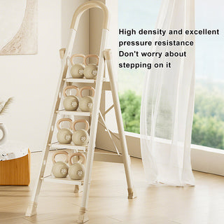 4-Step Folding Ladder with Anti-Slip Pedal & Handrail - Portable, Stable Stepladder