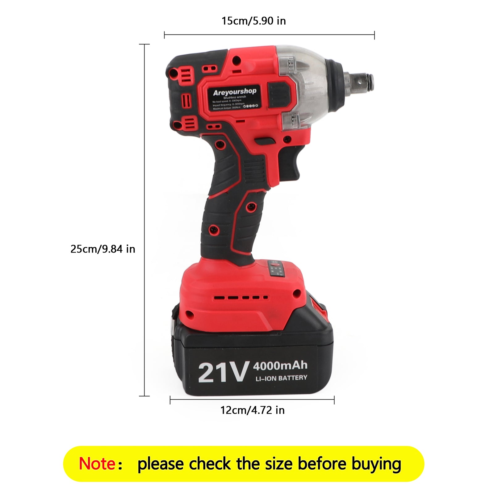1/2 21V Brushless Impact Wrench Torque Rattle Gun Electric Ratchet w/b ...