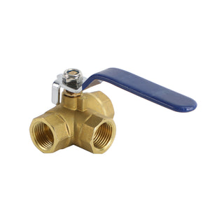 3-Way Ball Valve Female T Port Lever Handle G1/2" Made Of Forged Brass