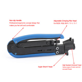 F Compression Tool RG59 RG6 RG11 Connector + Cable Coax Coaxial Crimper Stripper