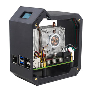 Raspberry Pi 5th Vertical Tower Fan Set w 0.96 inch OLED Screen Radiator Shell