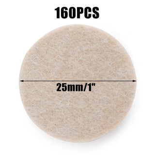 Beige Self-Stick Furniture Felt Pads 1 inch for Hard Surfaces 160 pieces one