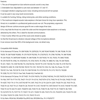 Throat Mic Headset Air Tube Fit for BaoFeng UV5R UV-82 TK3107 TK3207 TK-3201