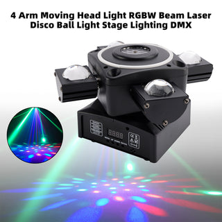 4 Arm Moving Head Light RGBW Beam Laser Disco Ball Light Stage Lighting DMX