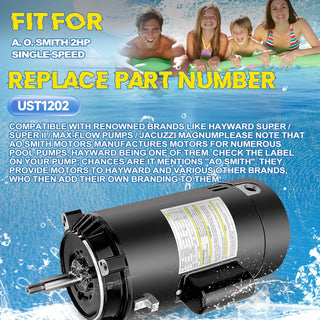 UST1202 SP2615X20 Pool Pump Motor 2 HP Motor with GO‑KIT3 + Hayward SP2615X20