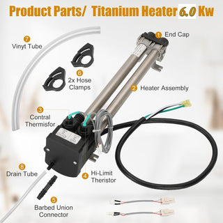 No-Fault Spa Heater Fit For Hot Spring For Watkins 1995+ 6kW Titanium w/Sensors- 73790