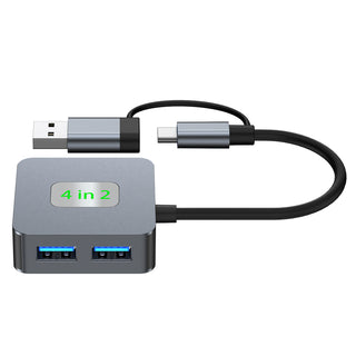 4 in 2 Type-C + USB to USB3.2 Interface Hub Adapter Dock for MacBook iPad Pro 15