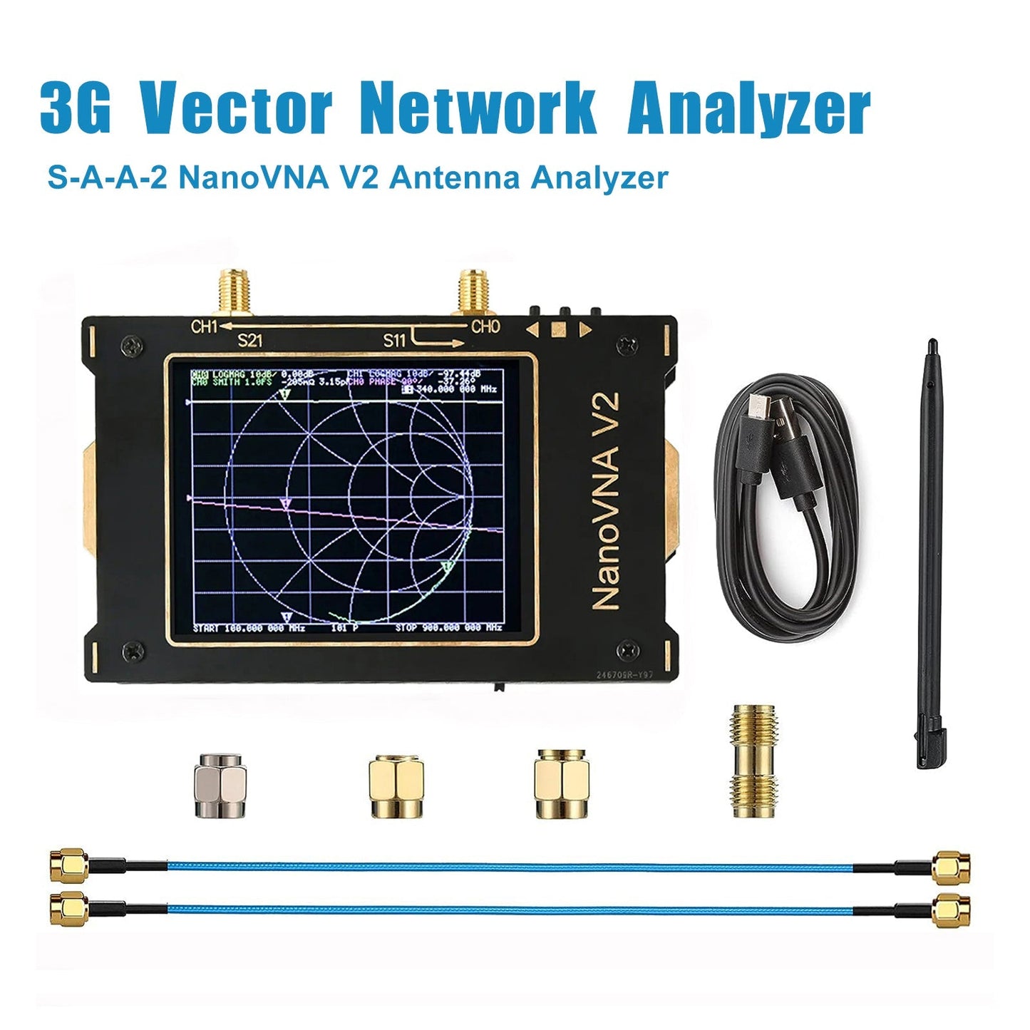 NanoVNA V2 3G 3.2" Vector Network Antenna Analyzer 50kHz-3GHz For Shortwave Generic