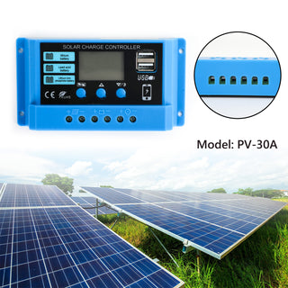 30A PWM Solar Charge Controller 12V 24V Regulator For 100W 200W 300W Solar Panel