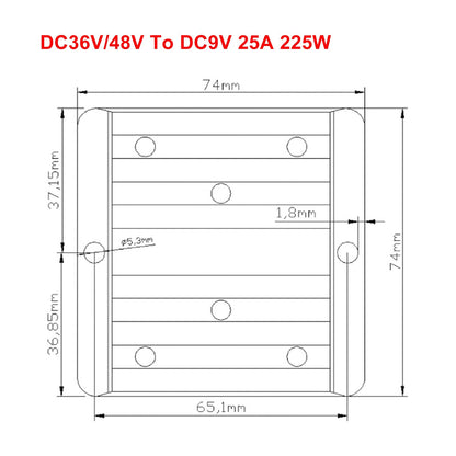 Waterproof DC 36V/48V to 9V 25A 225W Step-Down Power Supply Converter Regulator Generic