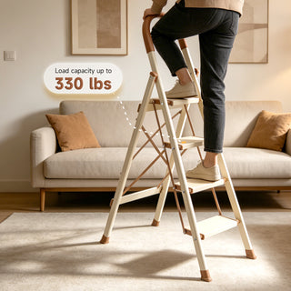 4-Step Folding Ladder with Handrails – Anti-Slip, 330 lbs Capacity