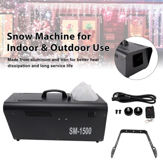 1500W Snow Machine with Wired Remote – Snowflake Maker for Christmas Parties & Stage Effects Weddings