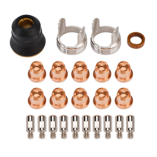 24 Pcs IPT40 Plasma Cutting Torch Tips Electrode Shield Cap For CUT-55DS CUT-65DS